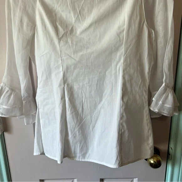 Anne Fontaine Carmen Pima Cotton Ruffle Blouse